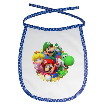 Super mario and Friends, Σαλιάρα μωρού αλέκιαστη με κορδόνι Μπλε