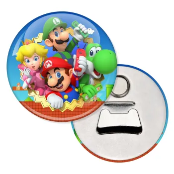 Super mario and Friends, Μαγνητάκι και ανοιχτήρι μπύρας στρογγυλό διάστασης 5,9cm