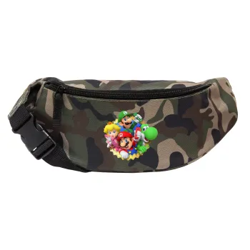 Super mario and Friends, Unisex τσαντάκι μέσης (μπανάνα) χρώματος παραλλαγή Jungle με 2 τσέπες