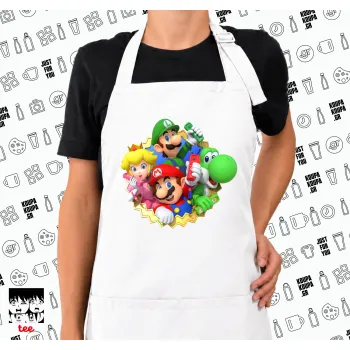 Super mario and Friends, Ποδιά μακριά Σεφ ολόσωμη με τσέπες white (ΕΝΗΛΙΚΩΝ)