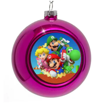 Super mario and Friends, Purple Christmas tree ornament bauble 8cm