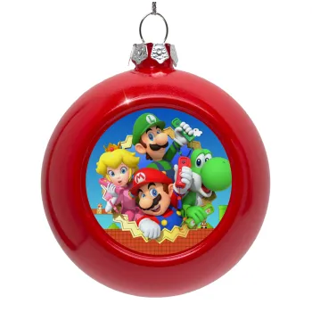Super mario and Friends, Red Christmas tree ornament bauble 8cm
