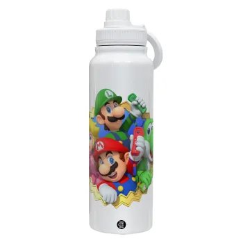 Super mario and Friends, Θερμός 1L Ανοξείδωτο με Βάση Κινητού & Διπλά Τοιχώματα