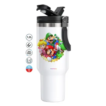 Super mario and Friends, Mega Tumbler με καπάκι, διπλού τοιχώματος (θερμό) 1,2L