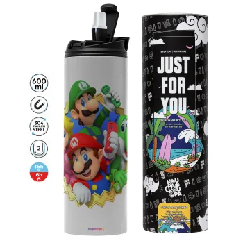 Super mario and Friends, Tumbler stainless steel GREY 600ml
