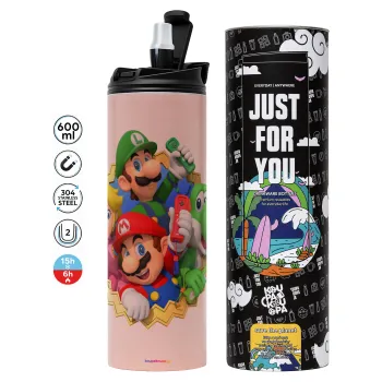 Super mario and Friends, Tumbler stainless steel PINK 600ml