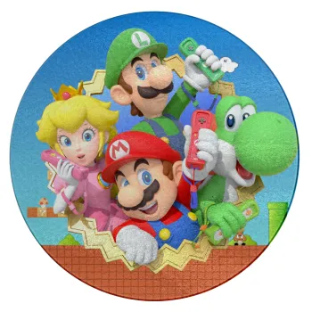 Super mario and Friends, Επιφάνεια κοπής γυάλινη στρογγυλή (30cm)