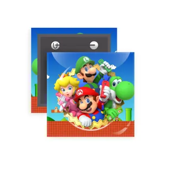 Super mario and Friends, Κονκάρδα παραμάνα τετράγωνη 5x5cm