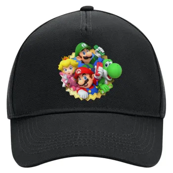 Super mario and Friends, Adult Ultimate Hat BLACK, (100% COTTON DRILL, ADULT, UNISEX, ONE SIZE)