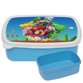 Super mario and Friends, ΜΠΛΕ παιδικό δοχείο φαγητού (lunchbox) πλαστικό (BPA-FREE) Lunch Βox M18 x Π13 x Υ6cm