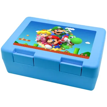 Super mario and Friends, Children's cookie container LIGHT BLUE 185x128x65mm (BPA free plastic)