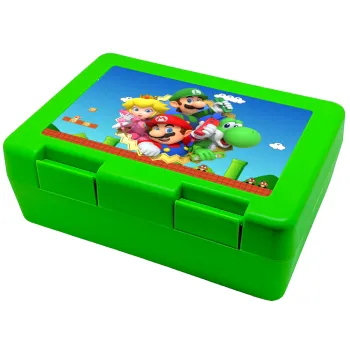 Super mario and Friends, Παιδικό δοχείο κολατσιού ΠΡΑΣΙΝΟ 185x128x65mm (BPA free πλαστικό)