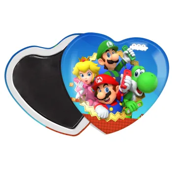 Super mario and Friends, Μαγνητάκι καρδιά (57x52mm)