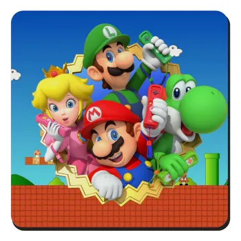 Super mario and Friends, Τετράγωνο μαγνητάκι ξύλινο 9x9cm