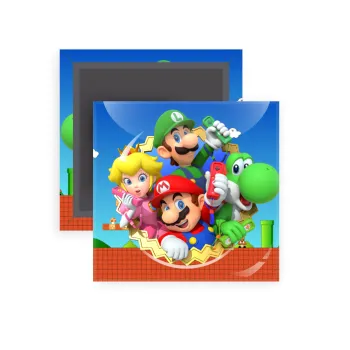 Super mario and Friends, Μαγνητάκι ψυγείου τετράγωνο διάστασης 5x5cm