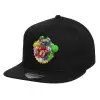 Children's Flat Snapback Hat, Black (100% COTTON, CHILD, UNISEX, ONE SIZE)