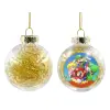 Transparent Christmas tree ball ornament with gold filling 8cm