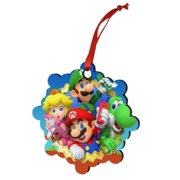 Super mario and Friends, Στολίδι Χριστουγεννιάτικο στολίδι snowflake ξύλινο 7.5cm