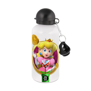 Princess Peach Toadstool, Μεταλλικό παγούρι νερού, Λευκό, αλουμινίου 500ml