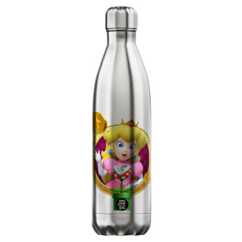 Princess Peach Toadstool, Μεταλλικό παγούρι θερμός Inox (Stainless steel), διπλού τοιχώματος, 750ml