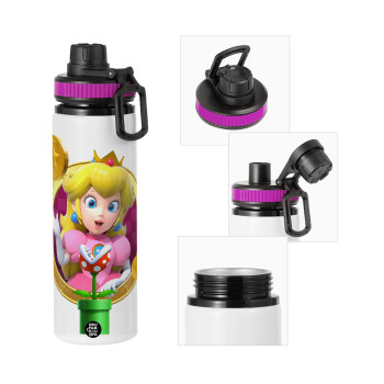 Princess Peach Toadstool, Metallic water bottle with safety lid, 850ml aluminum