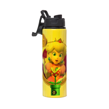 Princess Peach Toadstool, Metallic water bottle with safety lid, 850ml aluminum