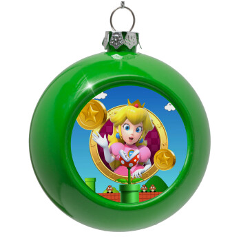 Princess Peach Toadstool, Green Christmas tree ornament bauble 8cm