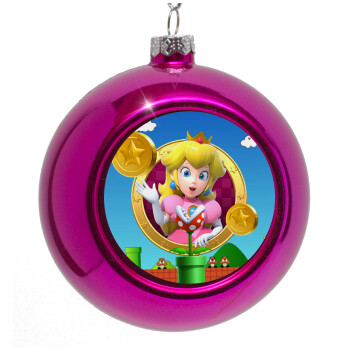 Princess Peach Toadstool, Purple Christmas tree ornament bauble 8cm