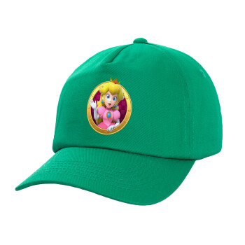 Princess Peach Toadstool, Καπέλο παιδικό Baseball, 100% Βαμβακερό, Low profile, Πράσινο