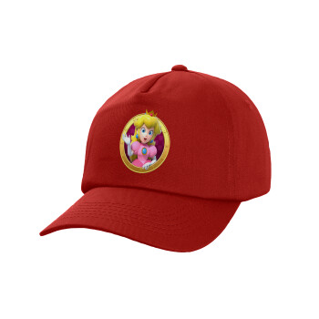 Princess Peach Toadstool, Adult Baseball Cap, 100% Cotton, Red (COTTON, ADULT, UNISEX, ONE SIZE)