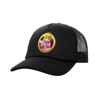 Princess Peach Toadstool, Καπέλο Ενηλίκων Soft Trucker με Δίχτυ Μαύρο (POLYESTER, ΕΝΗΛΙΚΩΝ, UNISEX, ONE SIZE)