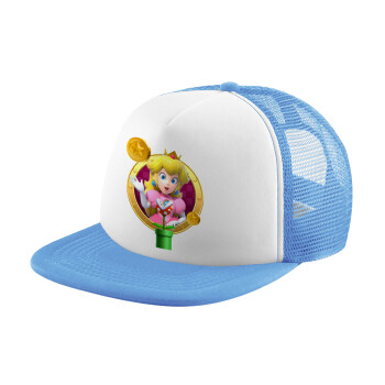 Princess Peach Toadstool, Καπέλο παιδικό Soft Trucker με Δίχτυ Γαλάζιο/Λευκό