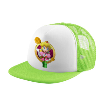 Princess Peach Toadstool, Καπέλο παιδικό Soft Trucker με Δίχτυ Πράσινο/Λευκό
