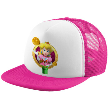 Princess Peach Toadstool, Καπέλο παιδικό Soft Trucker με Δίχτυ Pink/White 
