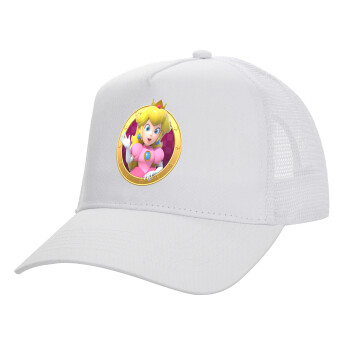 Princess Peach Toadstool, Καπέλο Ενηλίκων Structured Trucker, με Δίχτυ, ΛΕΥΚΟ (100% ΒΑΜΒΑΚΕΡΟ, ΕΝΗΛΙΚΩΝ, UNISEX, ONE SIZE)