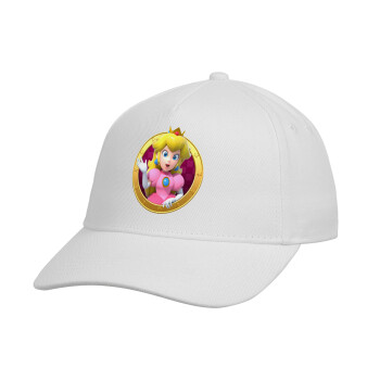 Princess Peach Toadstool, Καπέλο Ενηλίκων Baseball, Drill, Λευκό (100% ΒΑΜΒΑΚΕΡΟ, ΕΝΗΛΙΚΩΝ, UNISEX, ONE SIZE)
