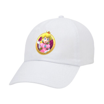 Princess Peach Toadstool, Καπέλο Ενηλίκων Baseball Λευκό 5-φύλλο (POLYESTER, ΕΝΗΛΙΚΩΝ, UNISEX, ONE SIZE)