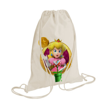 Princess Peach Toadstool, Τσάντα πλάτης πουγκί GYMBAG natural (28x40cm)