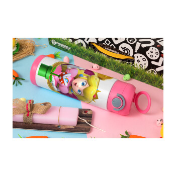 Princess Peach Toadstool, Easter candle, Childrens hot water bottle, stainless steel, with safety straw, PINK (500ml)
