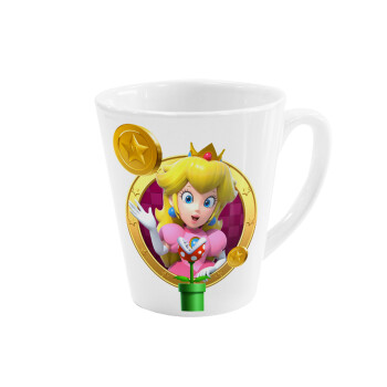 Princess Peach Toadstool, Κούπα κωνική Latte Λευκή, κεραμική, 300ml