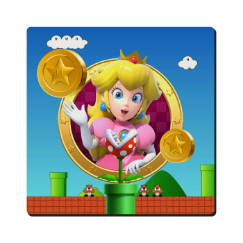 Princess Peach Toadstool, Τετράγωνο μαγνητάκι ξύλινο 6x6cm