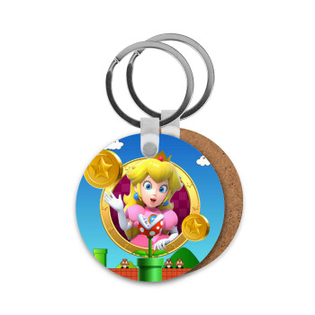 Princess Peach Toadstool, Μπρελόκ Ξύλινο στρογγυλό MDF Φ5cm