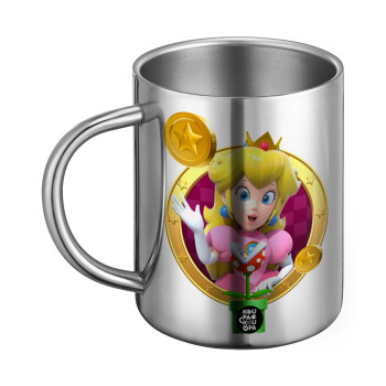 Princess Peach Toadstool, Ανοξείδωτη Μεταλλική Κούπα 450ml - Διπλού Τοιχώματος