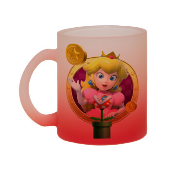 Princess Peach Toadstool, Κούπα γυάλινη δίχρωμη με βάση το κόκκινο ματ, 330ml