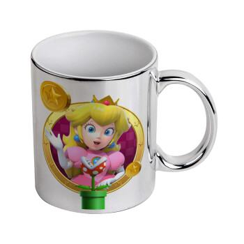 Princess Peach Toadstool, Mug ceramic, silver mirror, 330ml