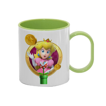 Princess Peach Toadstool, Κούπα (πλαστική) (BPA-FREE) Polymer Πράσινη για παιδιά, 330ml
