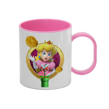 Princess Peach Toadstool, Κούπα (πλαστική) (BPA-FREE) Polymer Ροζ για παιδιά, 330ml