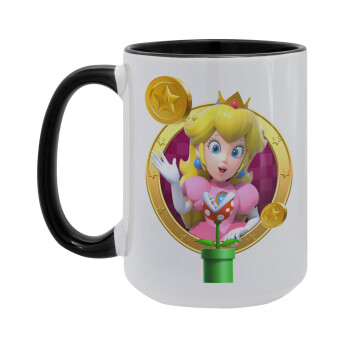 Princess Peach Toadstool, Κούπα Mega 15oz, κεραμική Μαύρη, 450ml