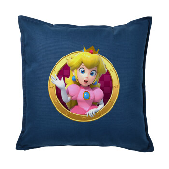 Princess Peach Toadstool, Μαξιλάρι καναπέ Μπλε 100% βαμβάκι, περιέχεται το γέμισμα (50x50cm)