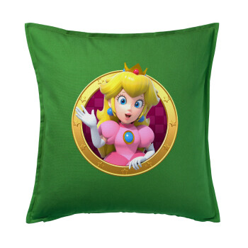 Princess Peach Toadstool, Μαξιλάρι καναπέ Πράσινο 100% βαμβάκι, περιέχεται το γέμισμα (50x50cm)